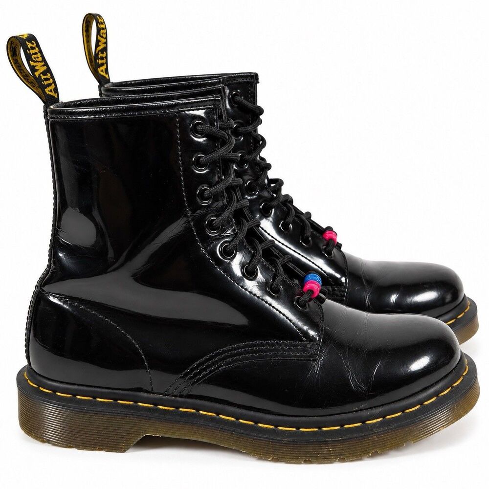 Dr Martens 1460 Boots Womens 8 Black Patent Leather 8 Eye Combat AirWair